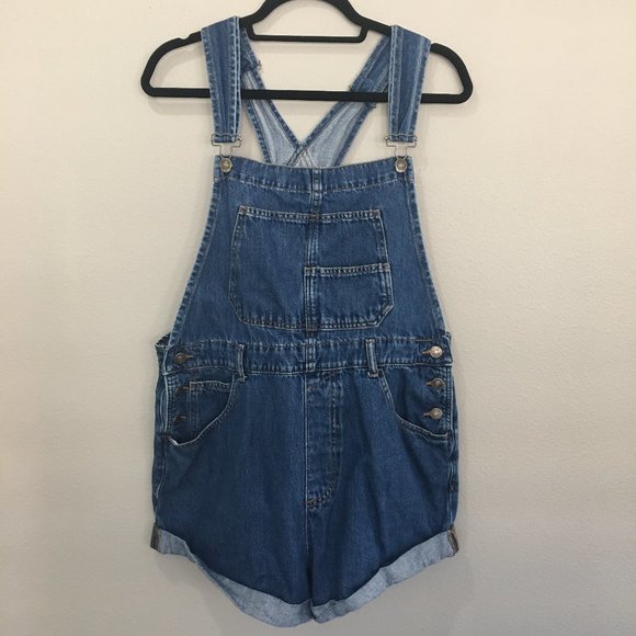We The People blue denim overall shorts - Picture 1 of 2